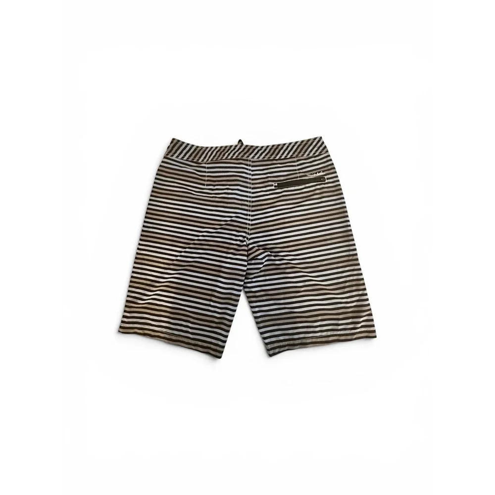Travis Mathew Men's Blue Striped Board Shorts Swim Shorts Drawstring Pocket Med